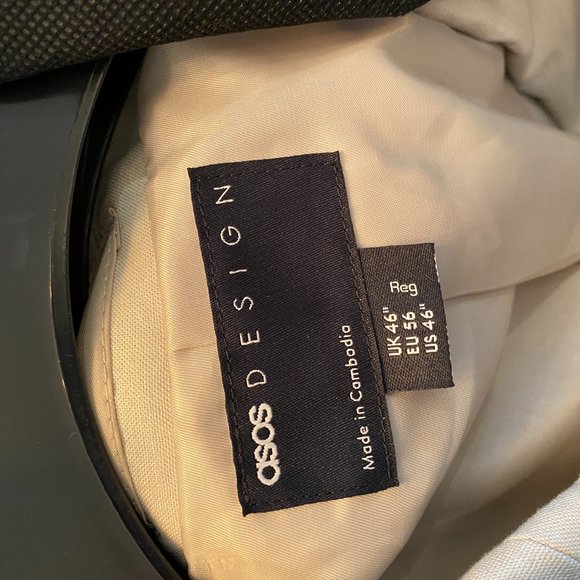 ASOS DESIGN skinny linen mix suit jacket in stone (tan color) - Picture 9 of 15